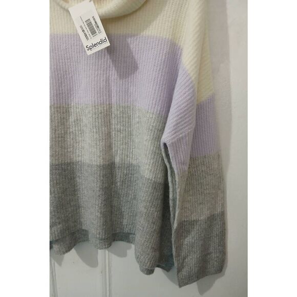 Splendid womens xl soft wool elastane cowl neck slouchy sweater lavender gray - Picture 3 of 8